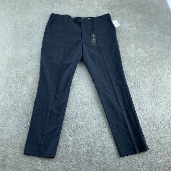 Mens Navy Dress Pants 40x32 Slim Fit Nordstrom Rack Wool Check Pattern NWT 5255